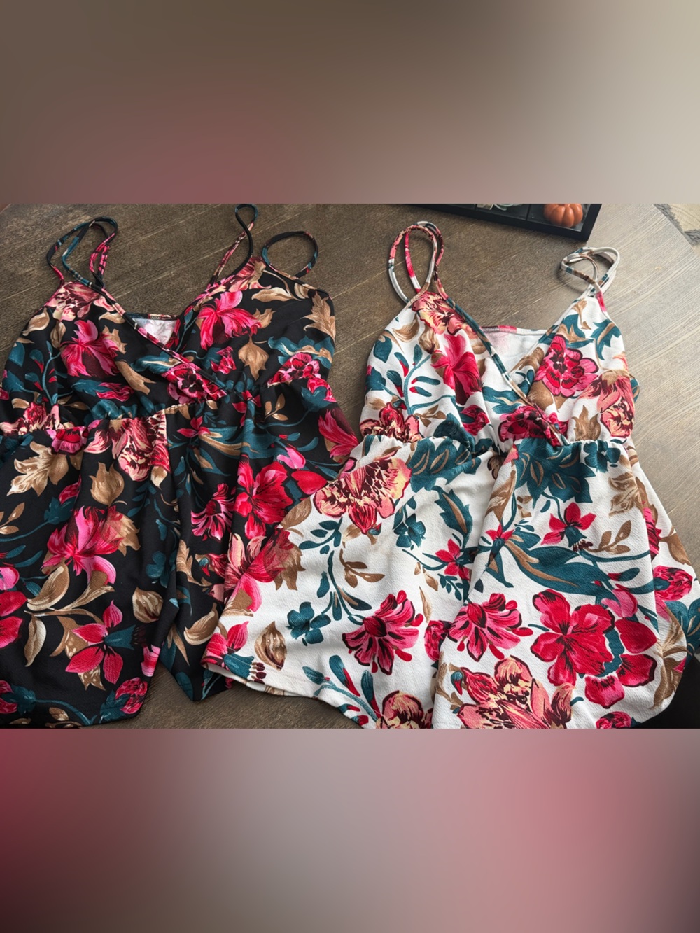 2 items- SHEIN Curve Floral Romper Duo — Black & White Floral 3XL